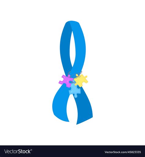 Autism ribbon with hanging puzzle pieces icon Vector Image