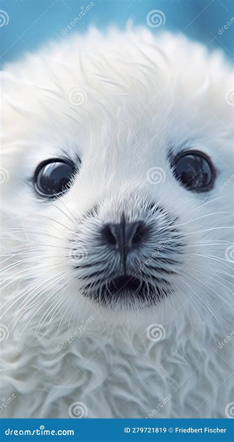 Fluffy White Sea Seal Pup, Closeup, AI Generative Stock Illustration ...