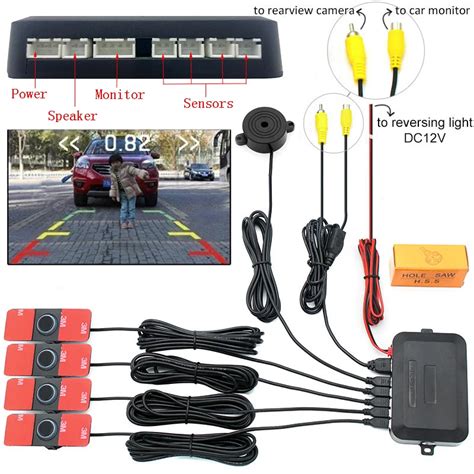 Car Video Estacionamento Sensor Sensores Planos Ajust Veis Reverse