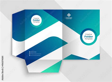 Business Stationery Folder Pocket Template Design With Blue Gradient Color Stock Vector | Adobe ...