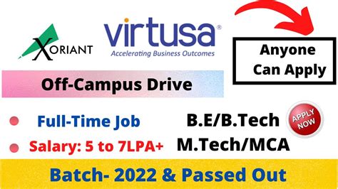 Virtusa Off Campus Drive Batch 2022 Xoriant Off Campus Hiring Hiring