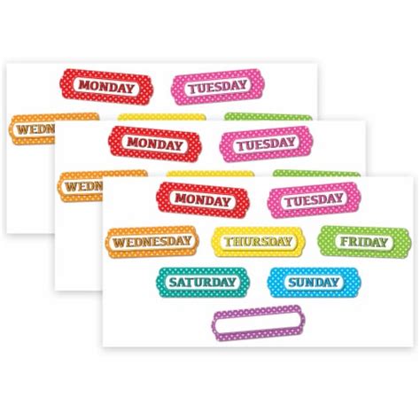 Ashley Prod Mag Timesavers Labels Days Of Week White Polka Dots 8