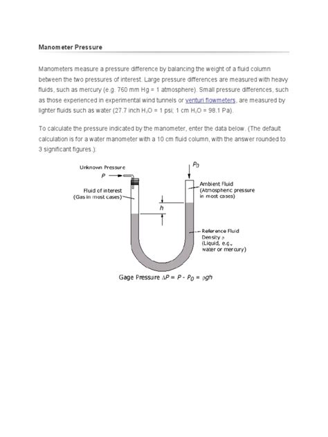 Manometer Pressure | PDF