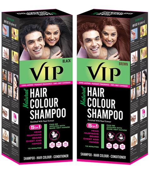 VIP Hair Colour Shampoo Combo Pack 180ml Black And 180ml Brown Buy