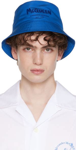 Alexander Mcqueen Blue Graffiti Bucket Hat