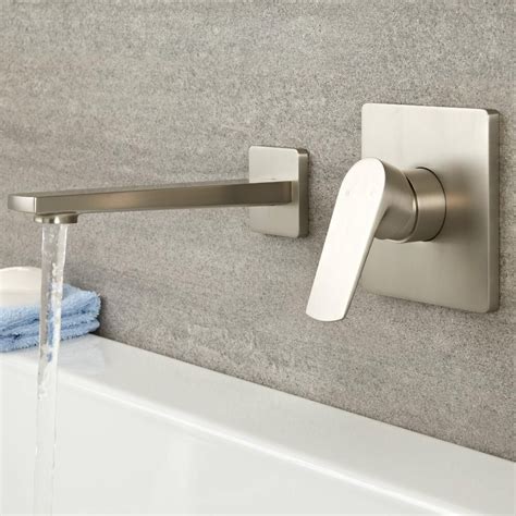 Milano Hunston Modern Wall Mounted Basin Or Bath Mixer Tap Brushed