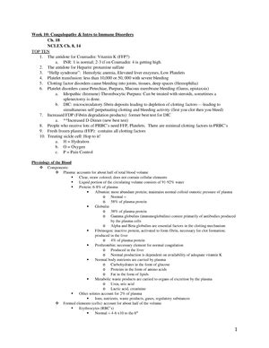 Exam 1 Review Study Guide For NSG 460 Exam One Includes Neuro And