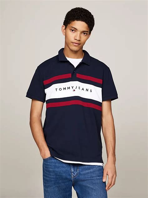 Polo Coupe Standard Colour Block à Logo Bleu Tommy Hilfiger