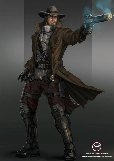 Cowboy Dressed Like A Vampire Hunter With A Flared Coat Character