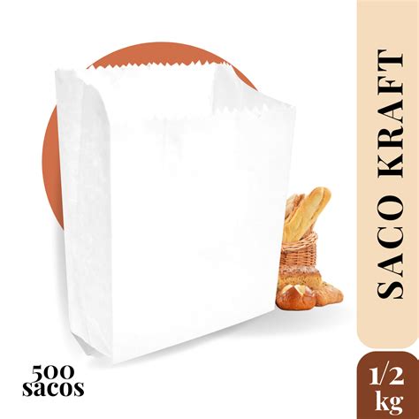 SACO PAPEL KRAFT BRANCO 40G PC C 500 TAMANHO 1 2 KG CV Descartáveis