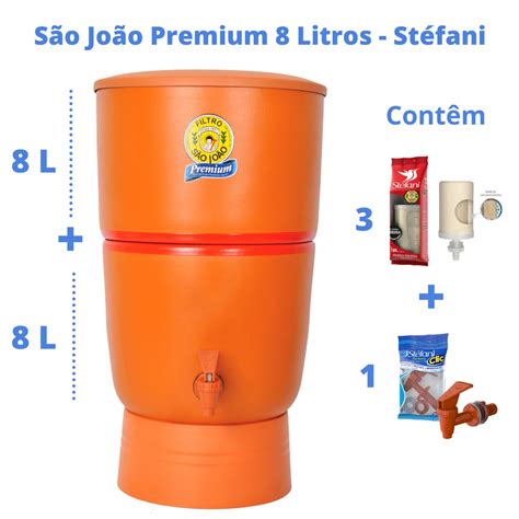 Filtro de Barro para Água São João Premium 8 Litros 3 Velas Cerâmica