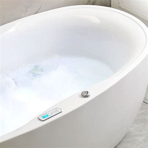 Freestanding Bath Acrylic Soaking White Heater Included Bathtub - Clearhalo