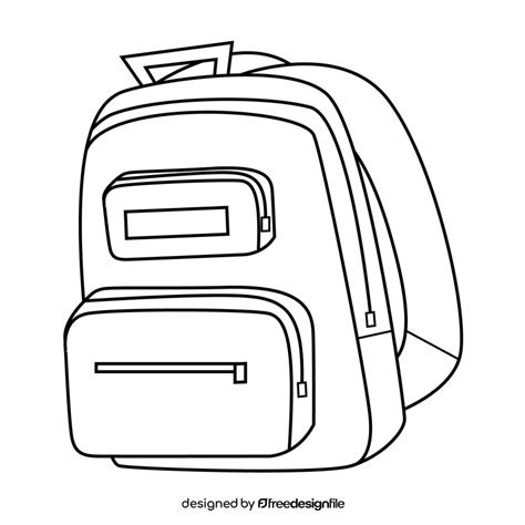 school bag illustration black  white clipart