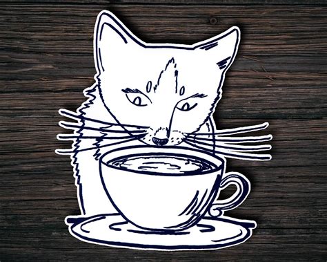 Coffee Cat Sticker - Die Cut - Pengriffin Designs