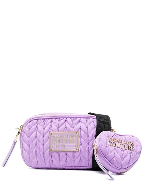 Versace Jeans Couture Logo Plaque Crossbody Bag Purple Farfetch Au