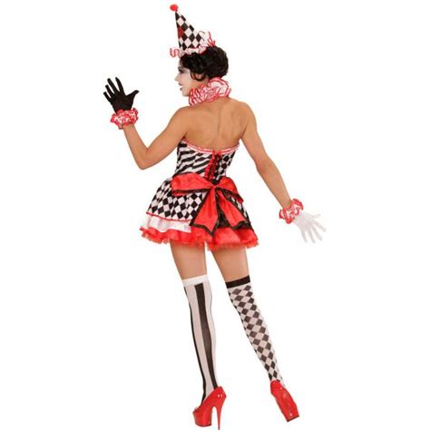 Clowndame Harlekin Kost M Kleid Kurz Pierrot Girl Kariert Gestreift Mit