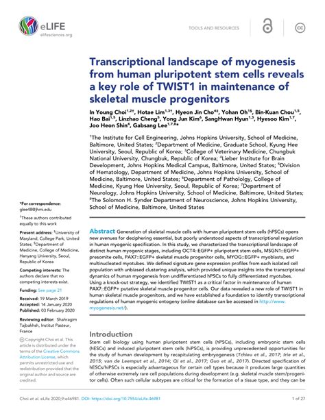 PDF Transcriptional Landscape Of Myogenesis From Human Pluripotent