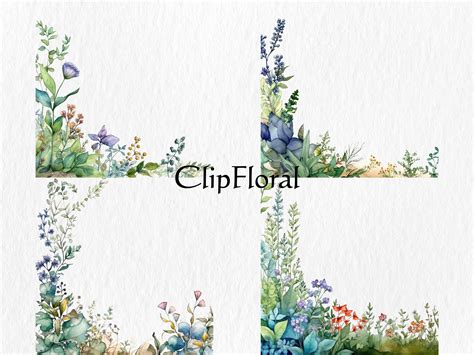 Watercolor Wildflowers Border Clipart Bundle Watercolor - Etsy