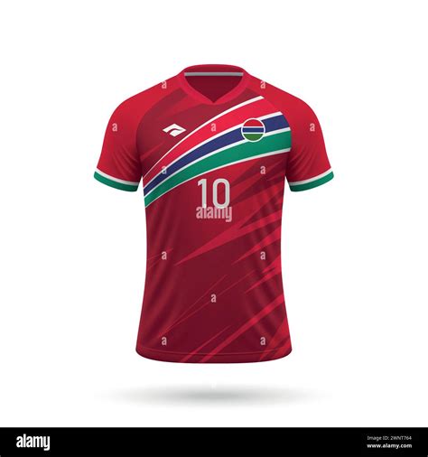 3d realistic soccer jersey Gambia national team, shirt template for ...