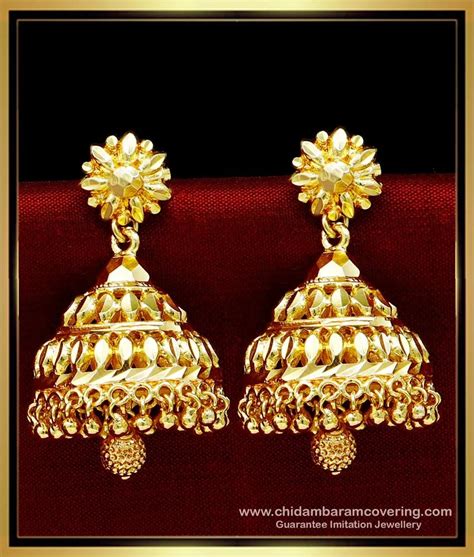 Buy South Indian Bridal Plain Big Gold Jhumka Design Online