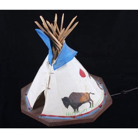 Hand Painted Native American Teepee Display Lamp