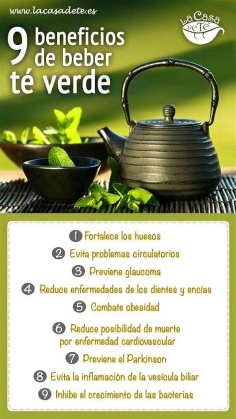 Infografía de los 9 beneficios de beber té verde Consideras que es