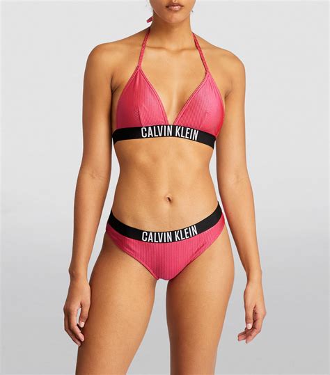 Womens Calvin Klein Pink Rib Knit Logo Bikini Briefs Harrods