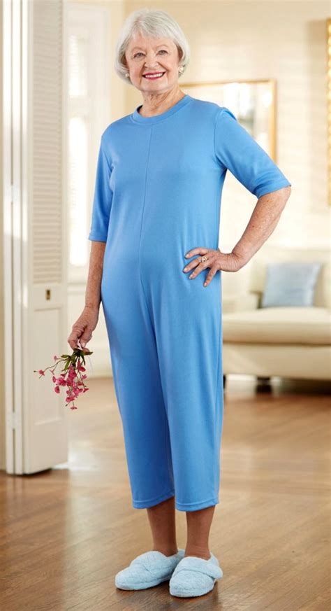 Capri Length Solid Back Zip Sleep Suit Adaptive Clothing For Seniors Disabled And Elderly Care