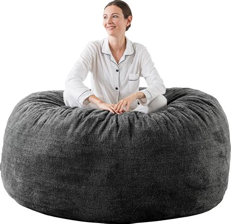 Edujin 3 Ft Sherpa Bean Bag Chair 3 Medium Memory Foam Bean Bag Chairs For Adultsteens With