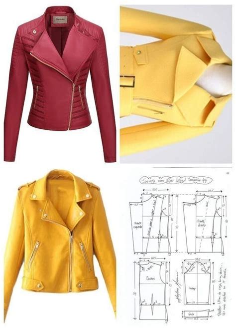 A Yellow Leather Jacket With Zippers On The Front And Side Next To An