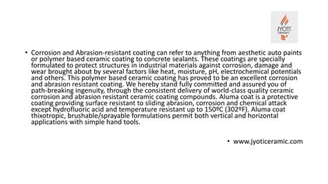 PPT Corrosion And Abrasion Resistant Coating At Best Price In India