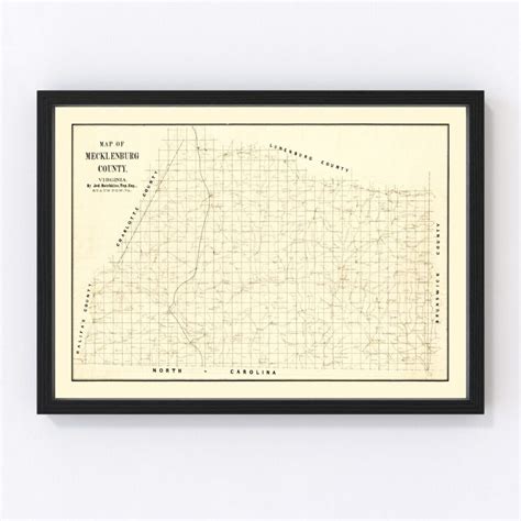 Vintage Map of Mecklenburg County, Virginia 1860 by Ted's Vintage Art