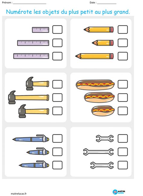 Fiches Exercices Les Longueurs Exercices De Comparaisons Au Cp