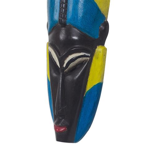 Colorful African Wood Wall Mask Crafted In Ghana Colorful Nyansafo