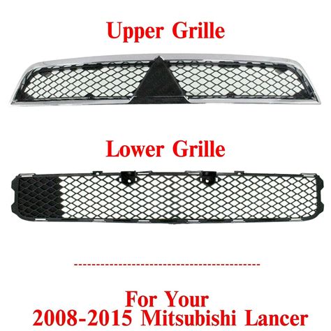 Front Bumper Upper Lower Grille Assembly For 2008 2015 Mitsubishi