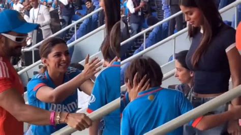 Deepika Padukone Ranveer Singh Cutely Greet AbRam At World Cup Final