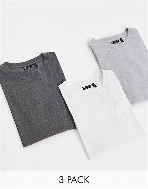 Asos Design 3 Pack Oversized T Shirt With Crew Neck In White Grey And