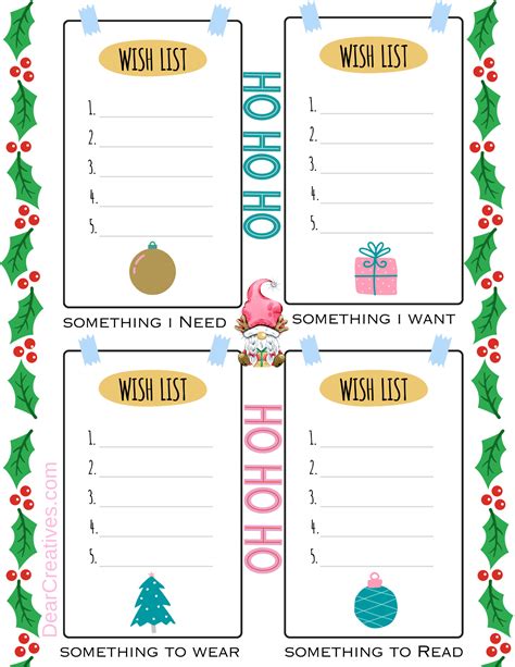 Christmas Wish List Printables And Templates Dear Creatives