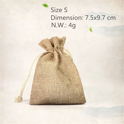 50pcs Lot Small Jute Drawstring Pouch Natural Color Beige Jewelry