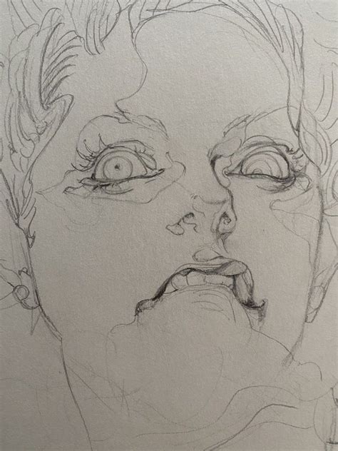 A Drawing Of A Man With His Mouth Open