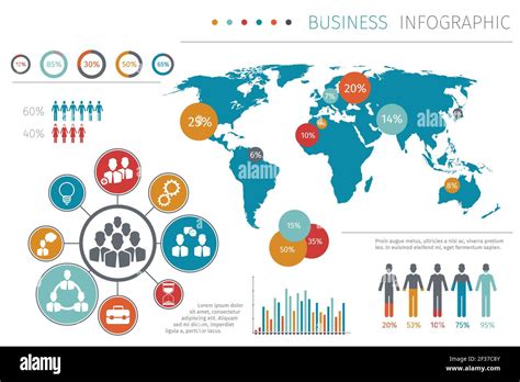 Business people world map infographic vector illustration, Business map with element graphic and ...