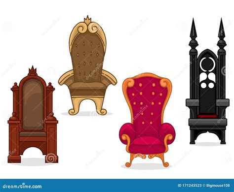 Cartoon Color Different Royal Armchairs Set Vector Stock Vector Illustration Of Gothic