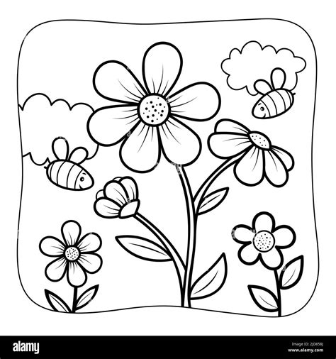 Black And White Flower Drawing For Kids