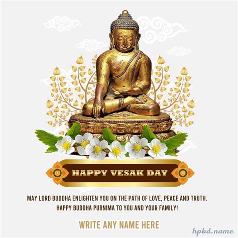 Vesak Day Greeting Card With Buddha Background With Name Buddha