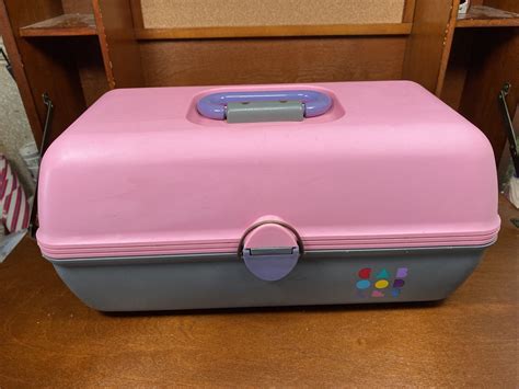 Vintage Caboodles 3 Tier Makeup Travel Case W Vanity Mirror Gray Pink And Purple Ebay