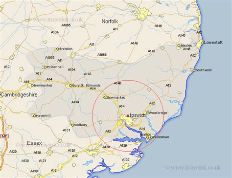Ipswich Map - Street and Road Maps of Suffolk England UK