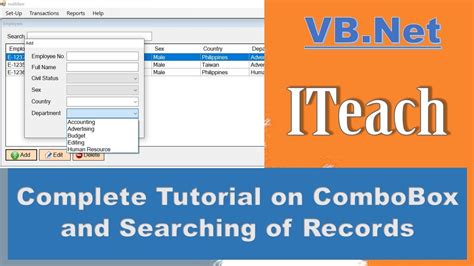 VB Net Part 6 Working On ComboBox And Searching Of Records In