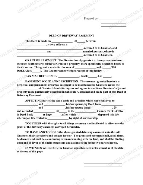 New Jersey Deed of Driveway Easement | US Legal Forms