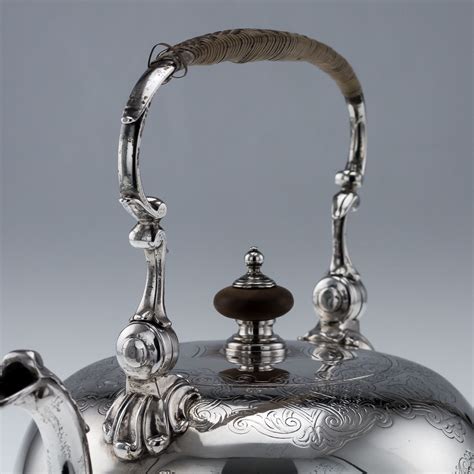 Antique 18thc Georgian Solid Silver Tea Kettle On Stand Francis Nelme C 1734 — Pushkin Antiques