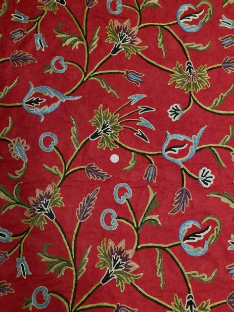 Multicolor Crewel Kf 045 Embroidered Crewel Fabric By The Yard